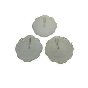 3 White Finger Loop Serving Dish Scalloped Rim Scrolling 6.5" Rynne's ChinaJapan